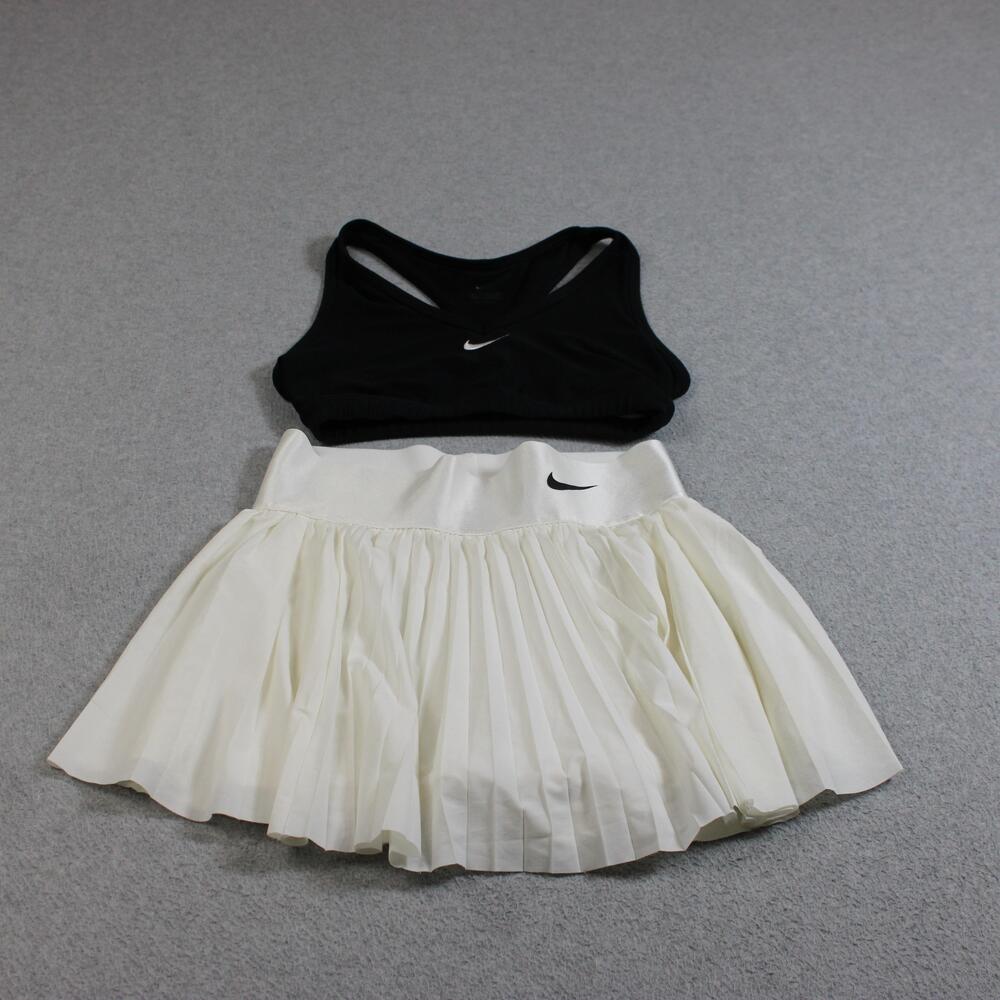 Nike Skort Bra Set Women XS White Pleated Tennis Skirt Dri-FIT Pickleball Golf